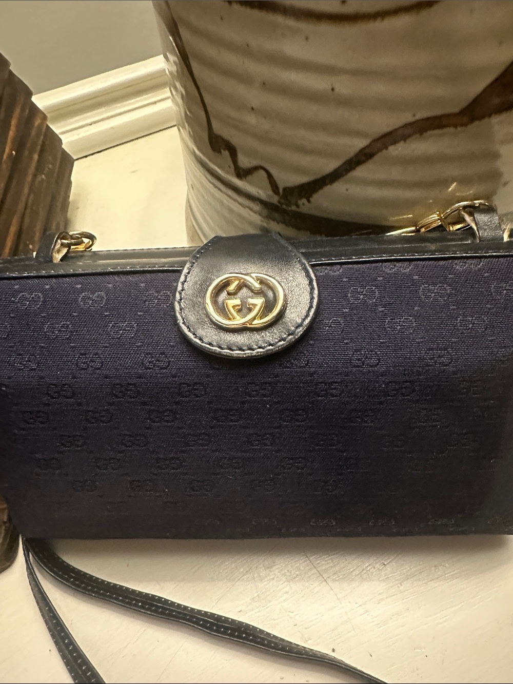 Vintage 80’s Crest Hard Case Clutch Convertible Micro GG Rare